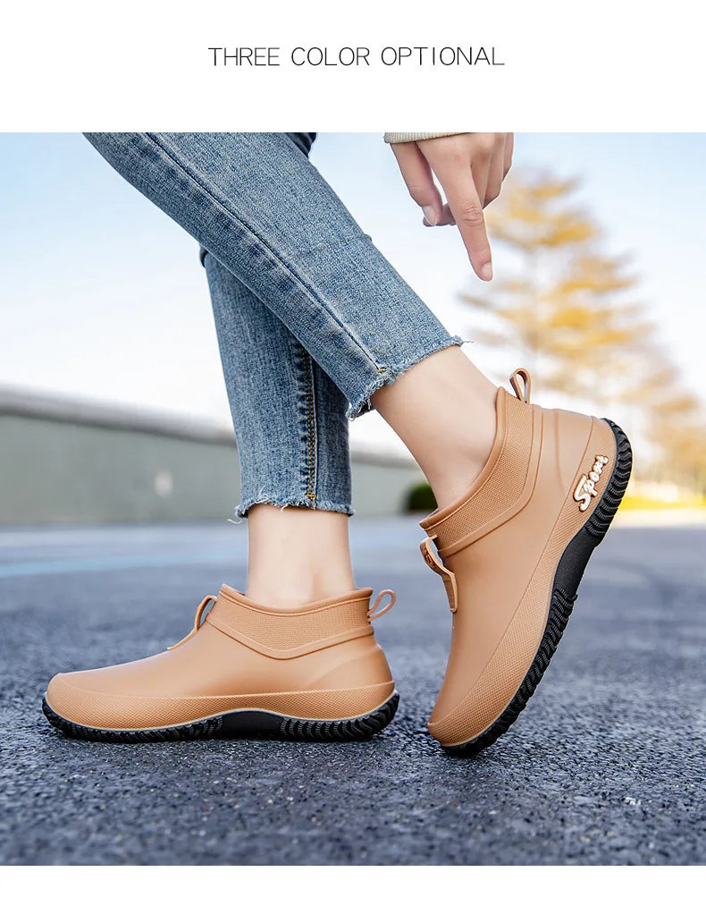 Casual Thick Bottomed Waterproof Outdoor Wear-Resistant Ladies Short Tube Water Shoes Daily Leisure Rain Boots for Women