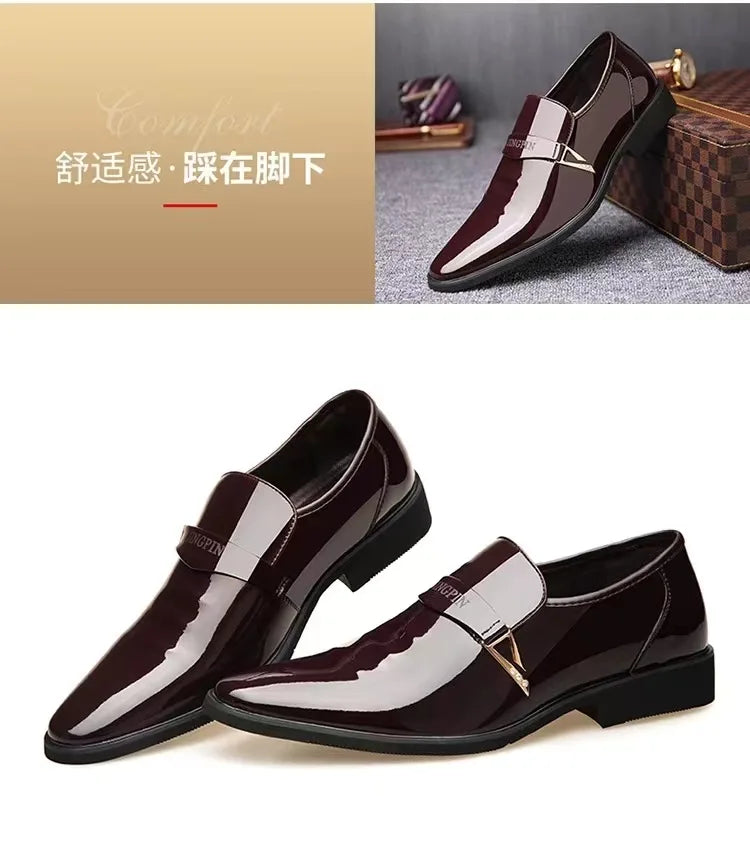 Business Leather Shoes for Men British Style Men's Office Dress Shoes Comfortable Slip-on Male Loafers Hot Daily Casual Shoes