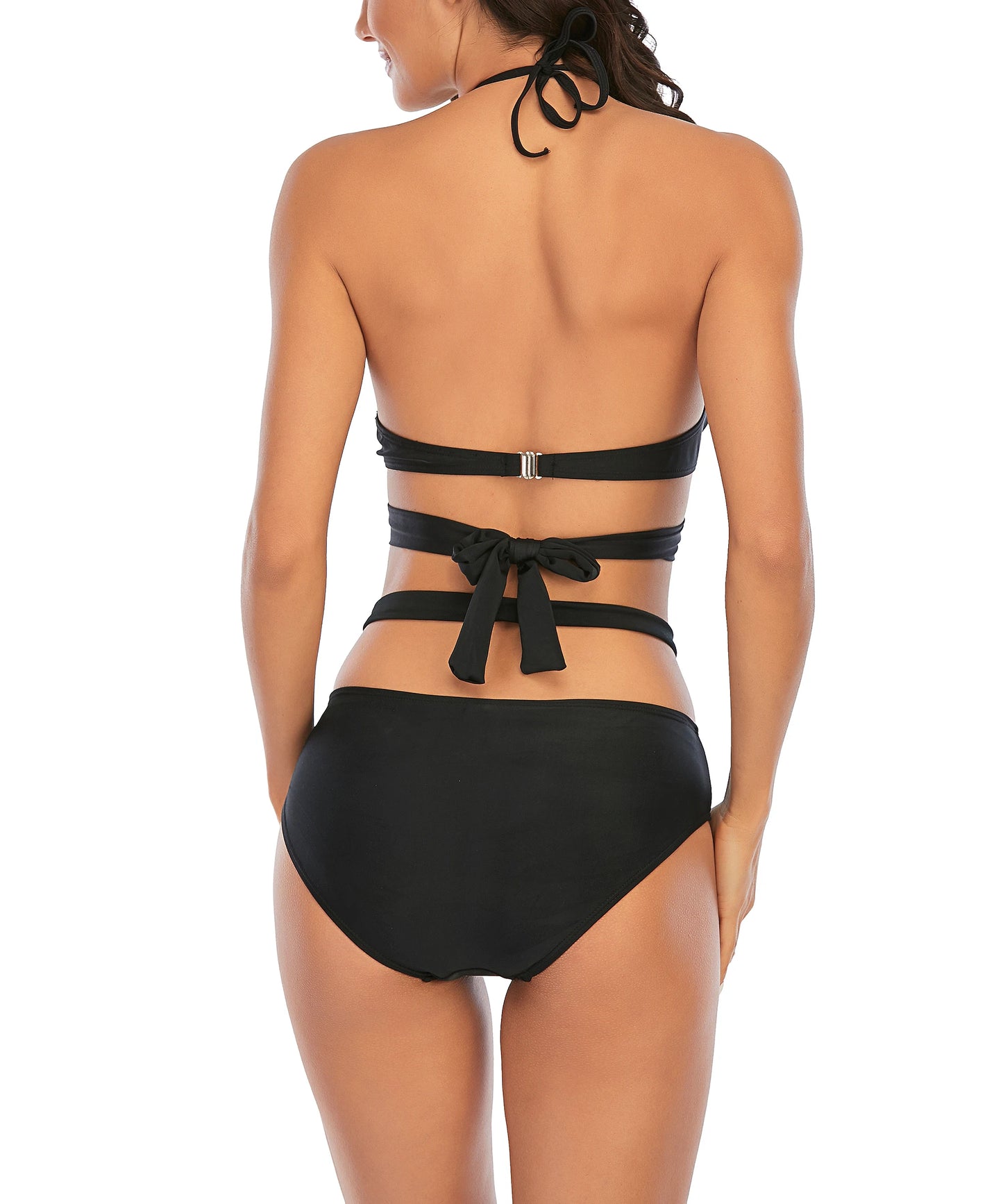 Solid Color Premium Breast Revealing Women Bikini Summer Seaside Sexy Swimming Fashion Patterned Vest Set S-6XL