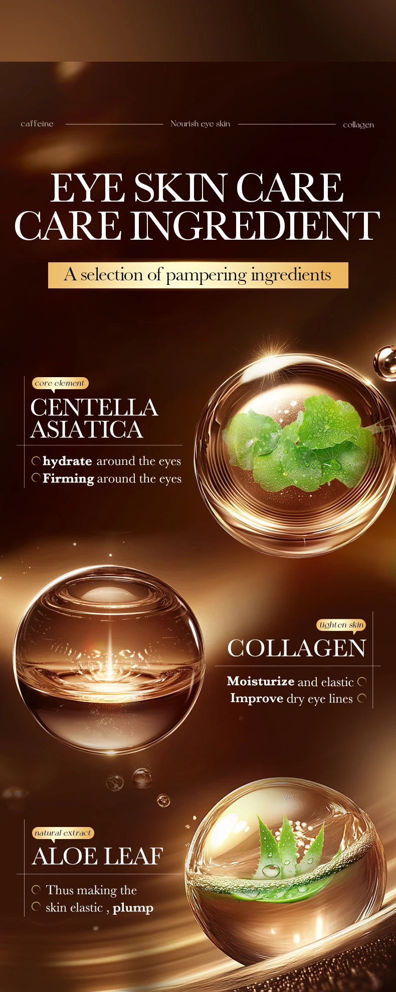 60pcs SADOER Caffeine Eye Mask Anti Dark Circles Firming Moisturizing Wrinkles Anti-aging Hydrating Seaweed Patches