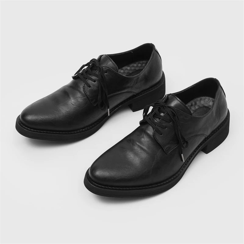 British Style Men's Leather Shoes Pointed Luxury Leather Dress Shoes Versatile Couples Interview Commuting Men's Casual Shoes