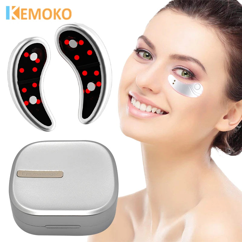 Led Red Light Eye Care Therapy Ems Massager With Gel Patch For Treatment Under Eye Wrinkle Improvement Dark Circles Removal Care