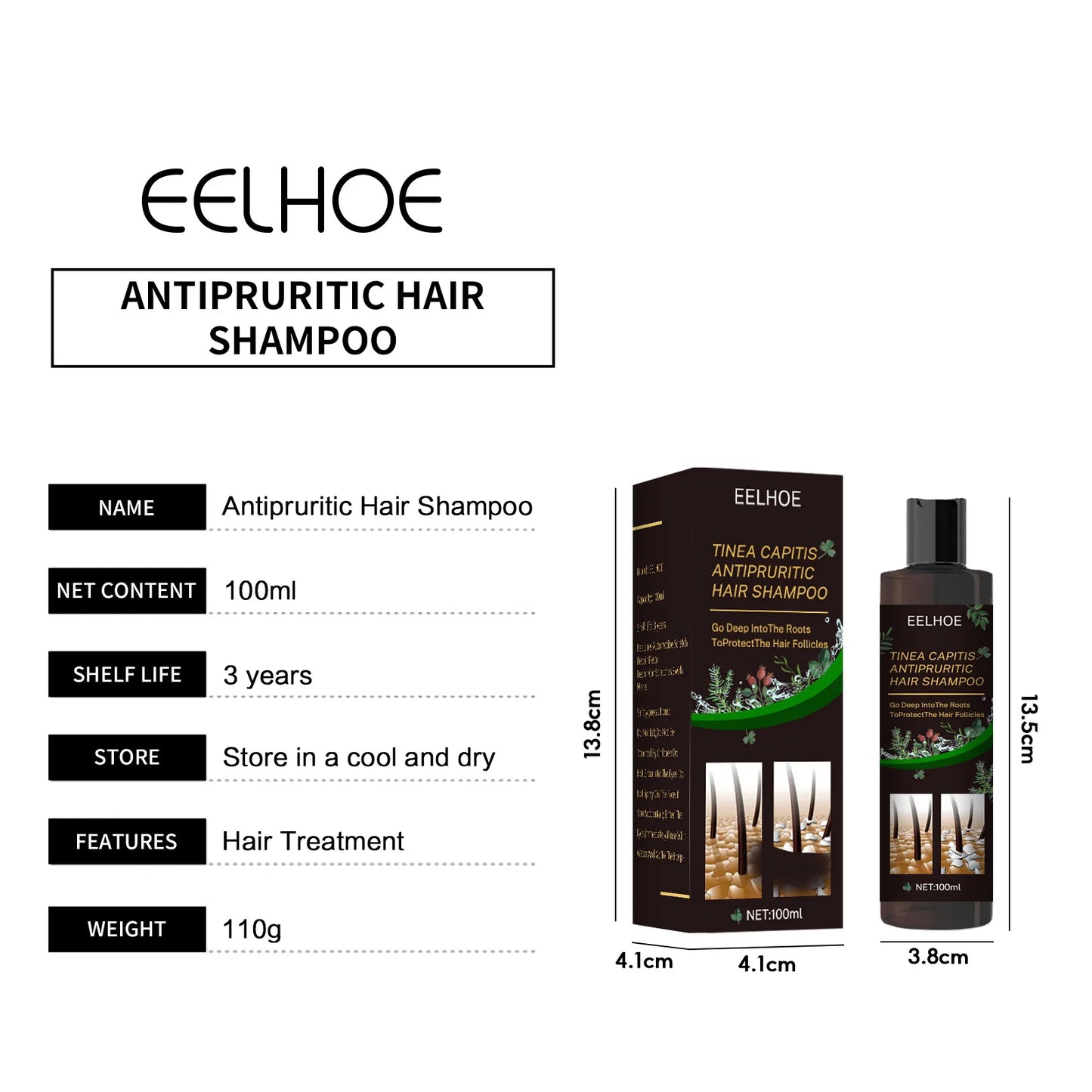 EELHOE Anti It-ching Shampoo Hair Growth Moisturizing Dry Frizzy Repair Damaged Hair Roots Strengthen Cleaning Scalp Treatment