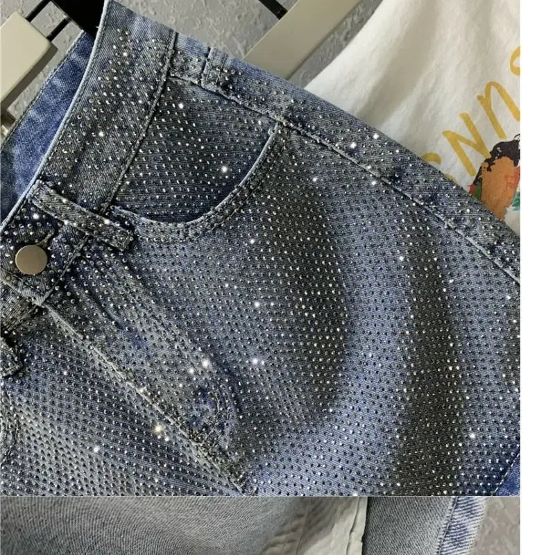 Heavy Industry Hot Drilling High-End Denim Skirt 2024 Spring And Summer New High Waist Pink Sexy