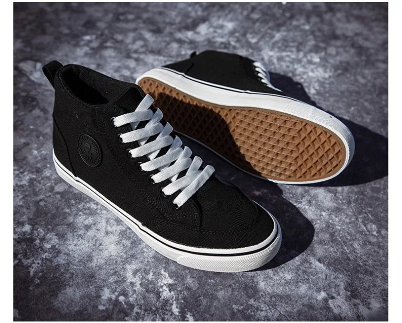 Men's High Top Sneakers Breathable Canvas Casual Shoes Fashion Street Skateboard Shoes for Men Lace Up Vulcanize Shoes Tenis2024