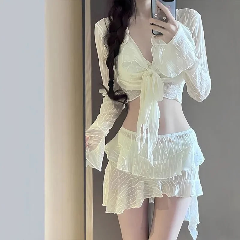 Sexy Bikini Swimsuit Women's Conservative Slimming Cover-Up Separate Swimwear Four-Piece Set Beach Vacation Hot Spring Swimming