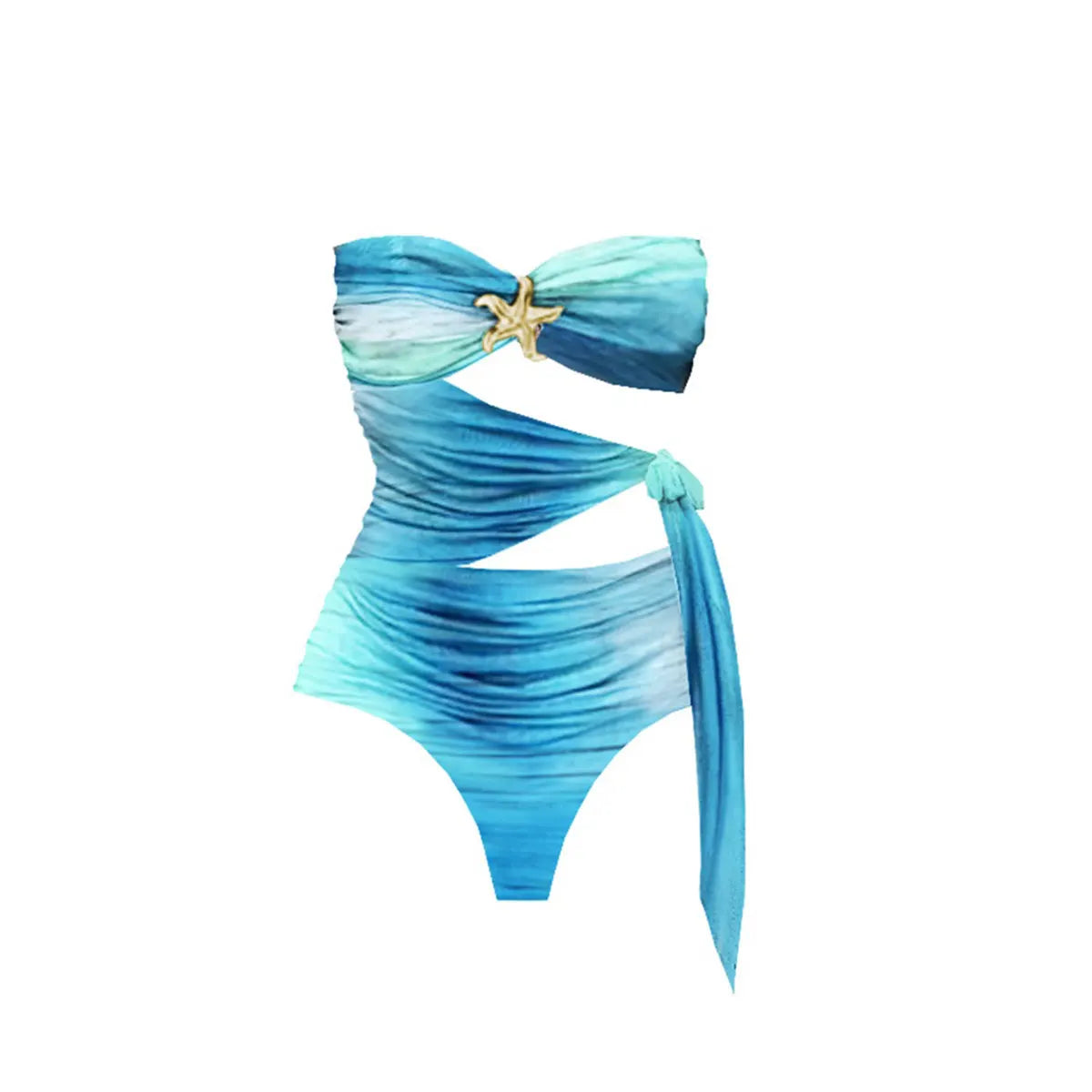 Bandage Swimwear with Skirt Slit Skirt Gradient Swimsuit Long Skirt Suit Swimsuits Women Bathing Suits Summer Beachwear Biquini