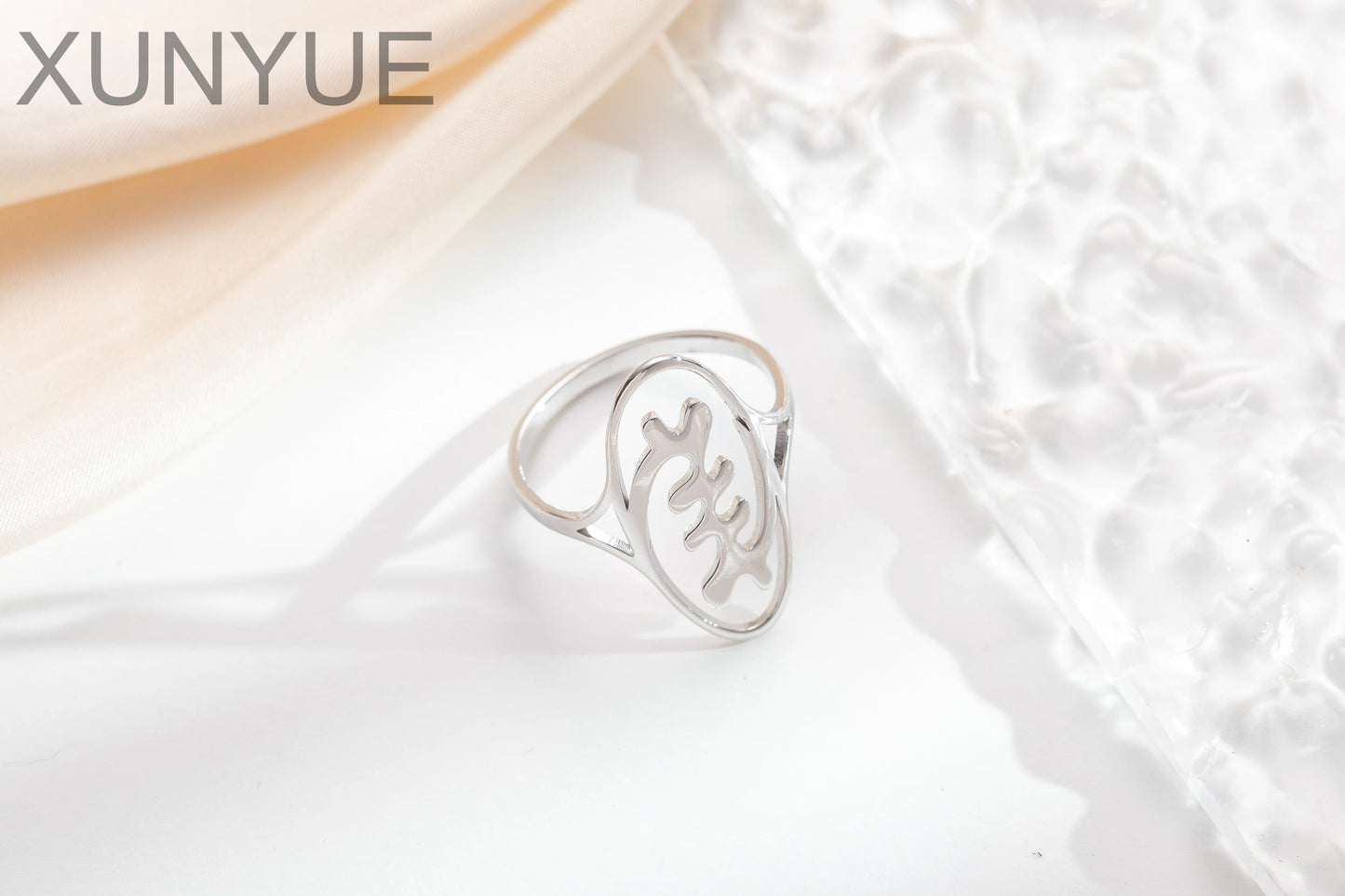 Houwu African Symbol Rings Stainless Steel Adinkra Ankh Gye Nyame Queen Ethnic Jewelry