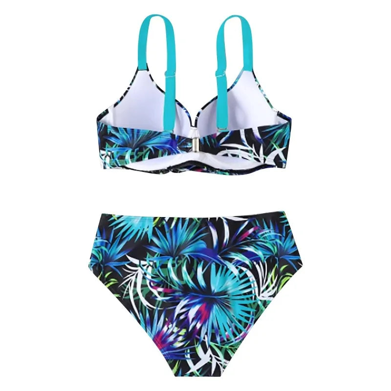 Women's Print 2 Piece Swimsuit Vintage Sexy High Waisted Bikini Split Beachwear Casual Holiday Pool Party Hot Springs Bikini Set