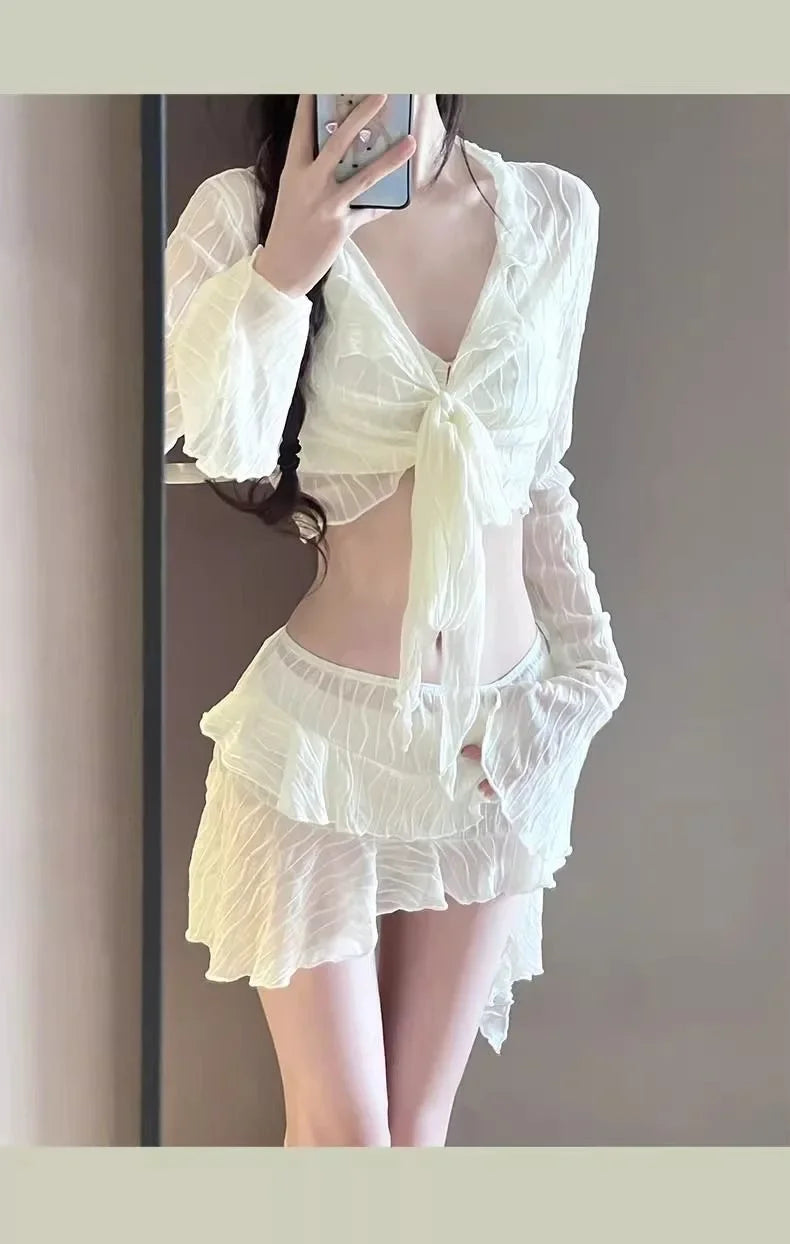 Sexy Bikini Swimsuit Women's Conservative Slimming Cover-Up Separate Swimwear Four-Piece Set Beach Vacation Hot Spring Swimming