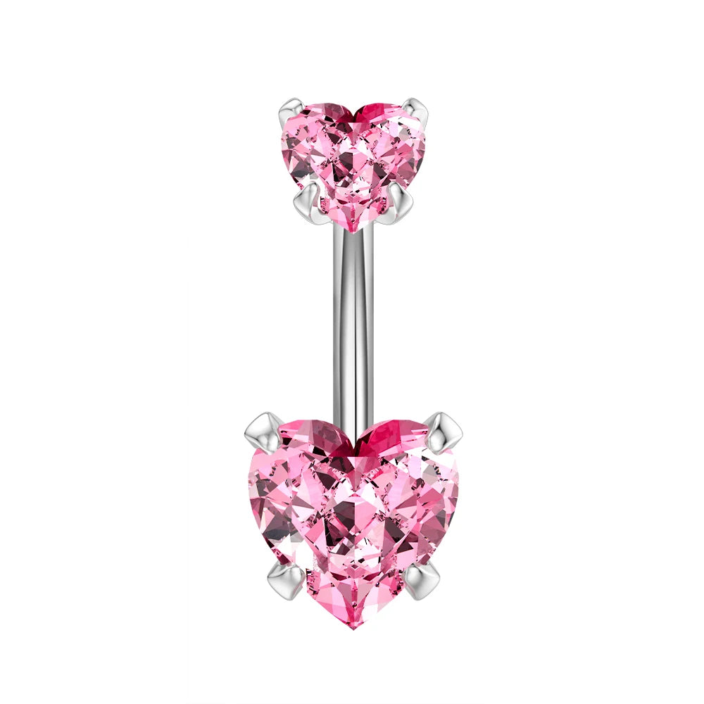 New Pink Series Heart Snake Crystal Zircon Belly Button Rings Fashion Cross Butterfly Dangled Belly Piercing for Women Jewelry