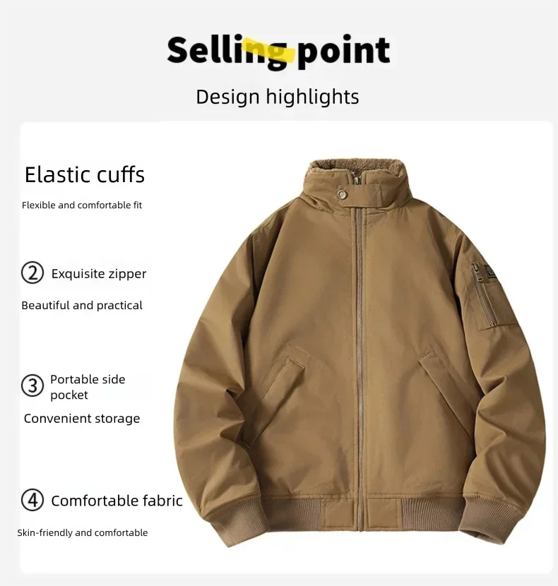 Men's Winter Cotton Jacket, Versatile Casual Stylish Windproof Warm Stand - Collar Coat