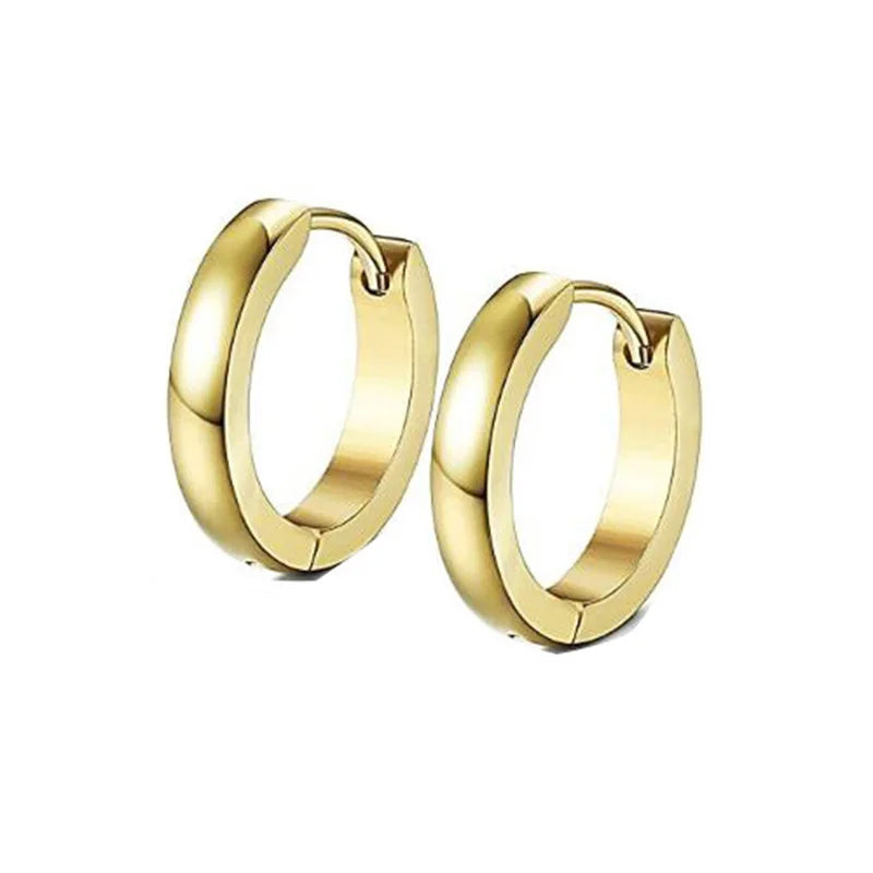 1Pair High Polishing Stainless Steel Hoop Earrings For Men Women  2mm Wide Spherical Anti-allergic Ear Buckle Street Pop Jewelry