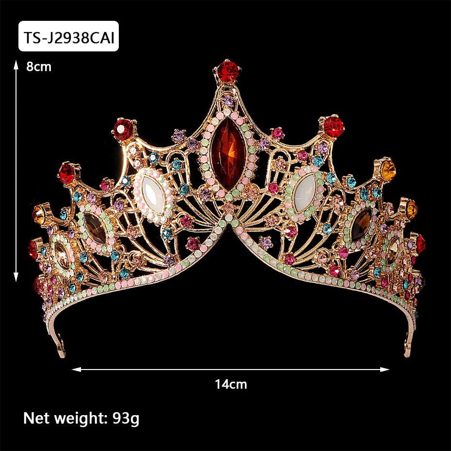Gold Color Tiaras and Crowns for Women Wedding Bridal Hair Accessories Pearl Rhinestone Headpiece Bride Headdress Prom Jewelry