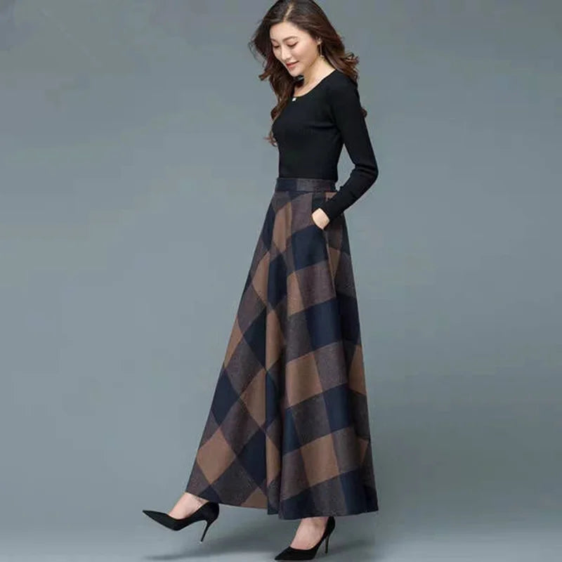 Ladies Skirt Women 1* Cocktail Autumn High Waist Fashion Evening Loose Vintage Party Pleated Maxi Plus Size Printed