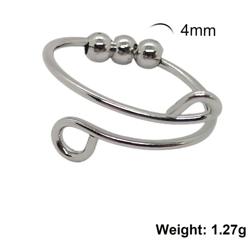 Stainless Steel Balls Beads Rings for Girls women  Rotate Freely  Antistress Spiral Bead Rotate esthetic Jewlery