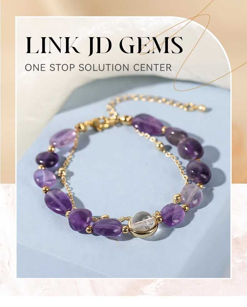 Exquisite Natural Amethyst Stone Lucky Chain Bracelets Women Fashion Jewelry Adjustable Healing Bracelets Girlfriend Party Gifts