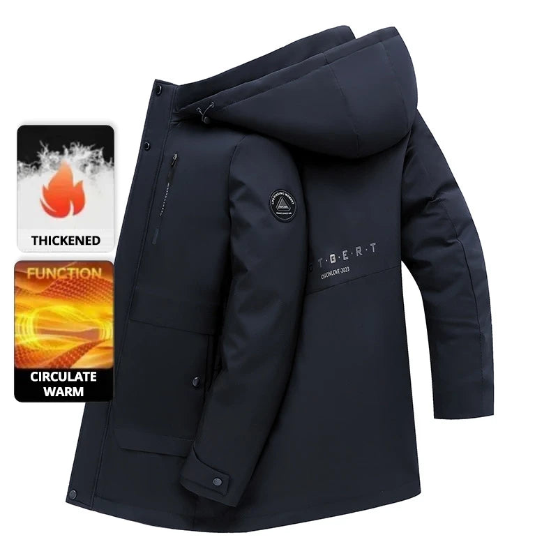 Top Grade Thicken Fashion Winter Casual Outerwear Warm Designer Hooded Parka Coat Mens Newest Jacket Windbreaker Mens Clothes