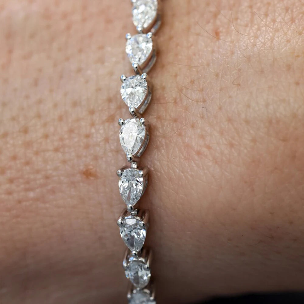 3*5mm Pear Cut D Color Full Moissanite Tennis Bracelet for Women Men 925 Sterling Silver Waterdrop Shape Hand Chain Fine Jewelry