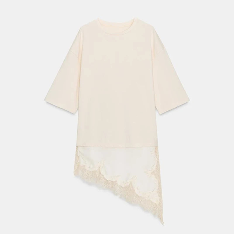 Elegant Lace Patchwork Satin Mini Dress Women High Collar Flare Sleeve See Through Party Dresses 2025 Autumn Lady Evening Robes