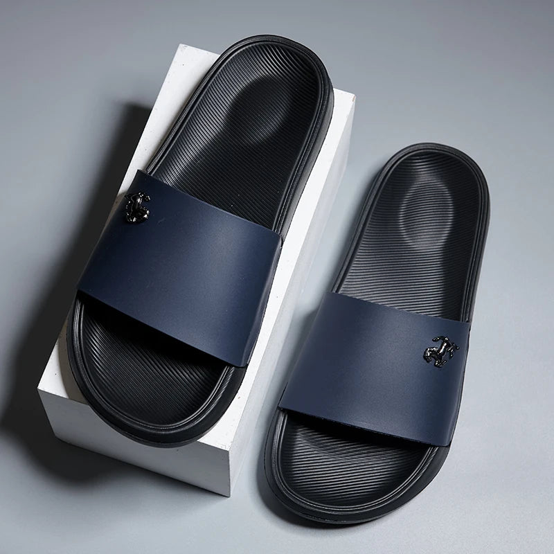 Men's Slippers Summer Non-Slip Casual Sandals Platform House Shoes Indoor Bathroom Slides Outdoor Casual Beach Shoes Flip-flop