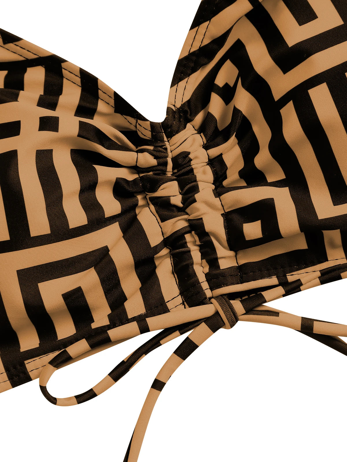 Women's Beach Summer Geometric Print Three-Piece Swimsuit Set with Long Sleeve Beach Cover-Up, Polyester Knit Fabric with Elasta