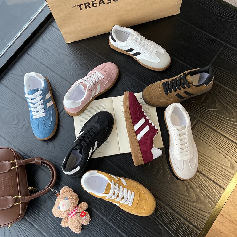 2025 Autumn New  Fashionable Comfortable Casual Sneakers Retro Thick-soled Sneakers Women's College Style Board Shoes Big Size