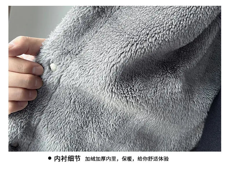 Men Denim Jacket Men Fleece Trendy Winter Velvet Coats 2025 Men Korean Slims Casual Thick Jacket Male Lamb Fur Casual Outerwear