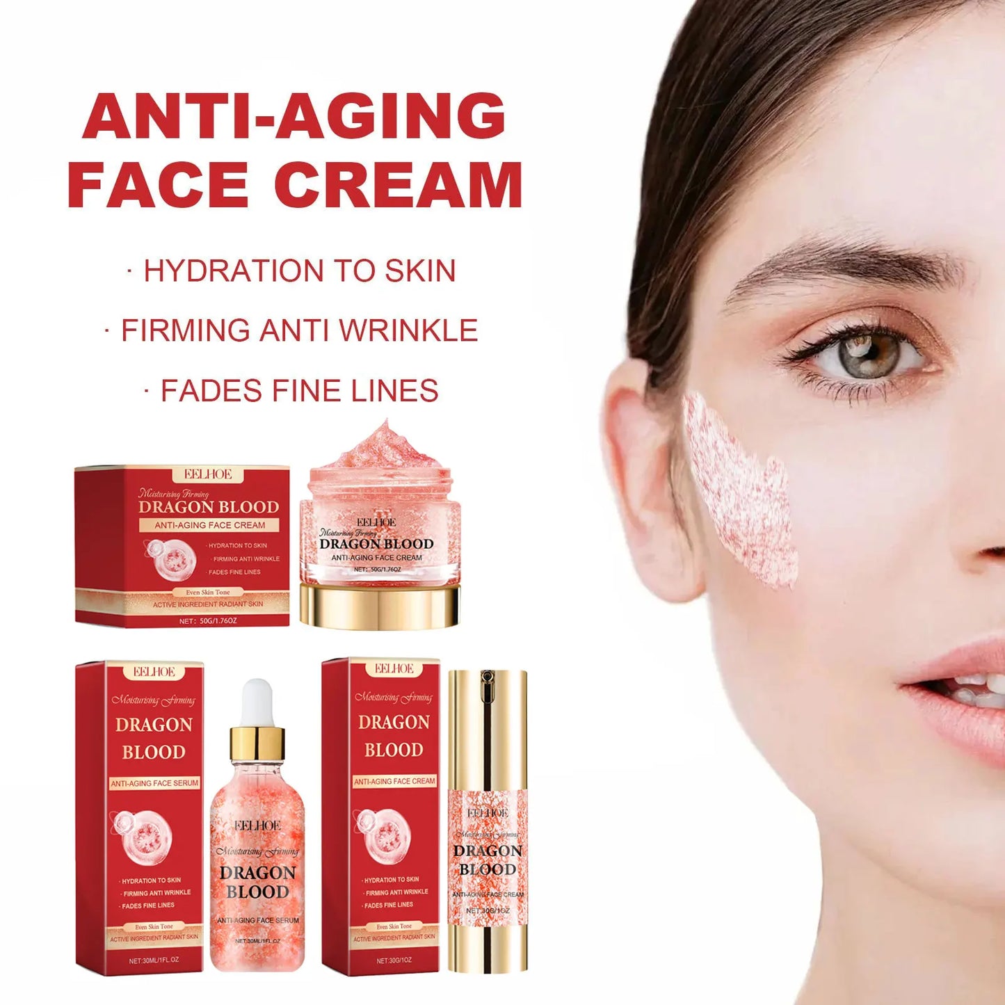 EELHOE Dragon Blood Cream Rejuvenation Facial Treatments Reduce Fine Lines Anti Wrinkle Tighten Skin Lifting Dragon Blood Serum