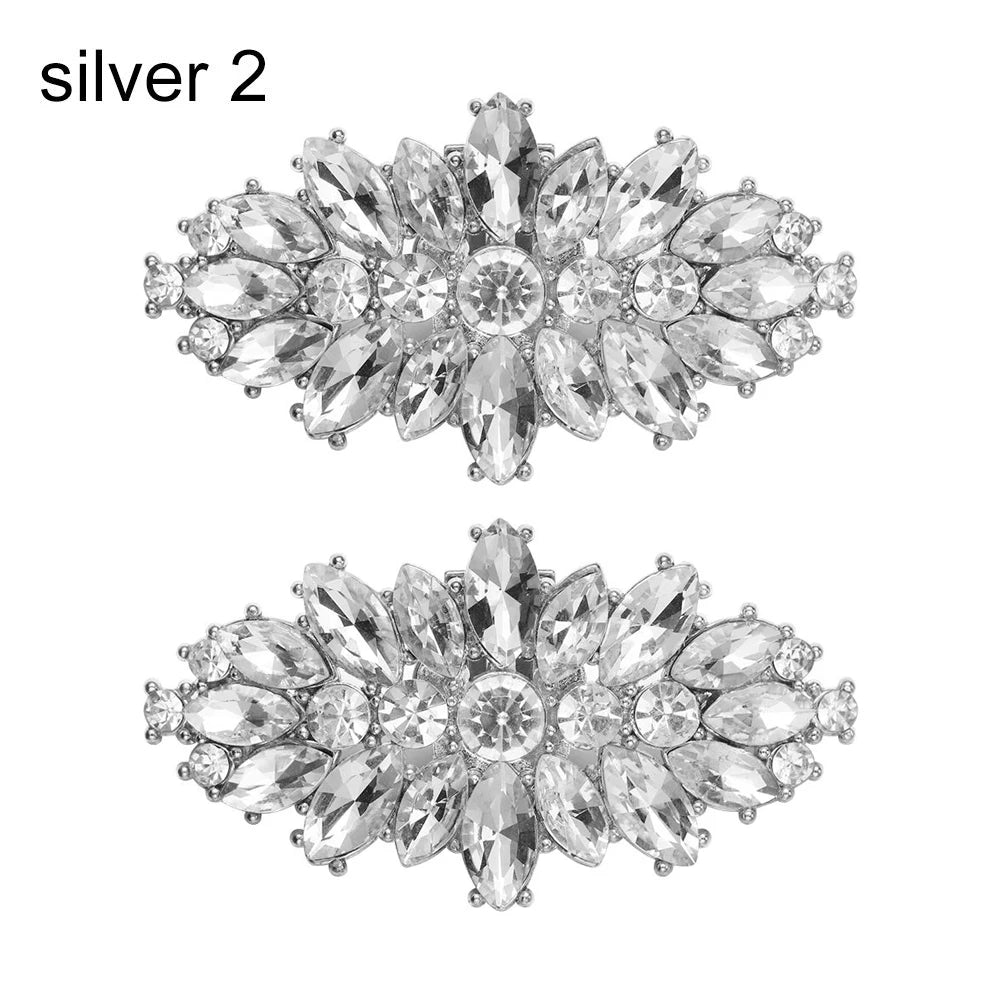1Pair Detachable Shoes Decorations Shiny Crystal Shoes Clip Charm Buckle Rhinestone Brooch Women Bag Pendant Bride Accessories