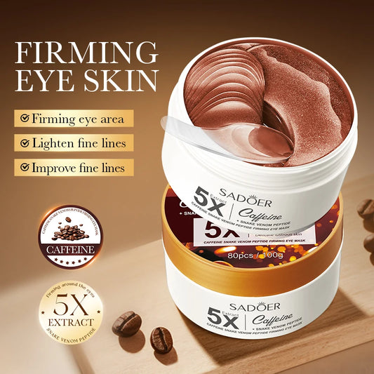 60pcs SADOER Caffeine Eye Mask Anti Dark Circles Firming Moisturizing Wrinkles Anti-aging Hydrating Seaweed Patches