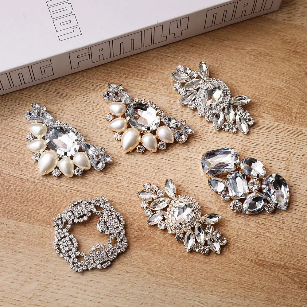 1Pair Detachable Shoes Decorations Shiny Crystal Shoes Clip Charm Buckle Rhinestone Brooch Women Bag Pendant Bride Accessories