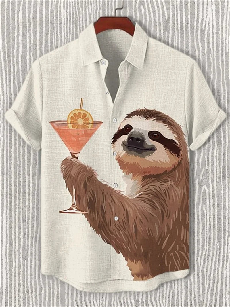 Summer printed men's short sleeved shirt Hawaii fashion lapel top plus size casual men's shirt 2025 style