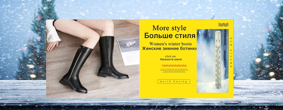 AIYUQI Winter Women Boots First Layer Of Leather High Heeled Genuine Leather Boots Gaotong Thick With Long Barreled Boots Wool