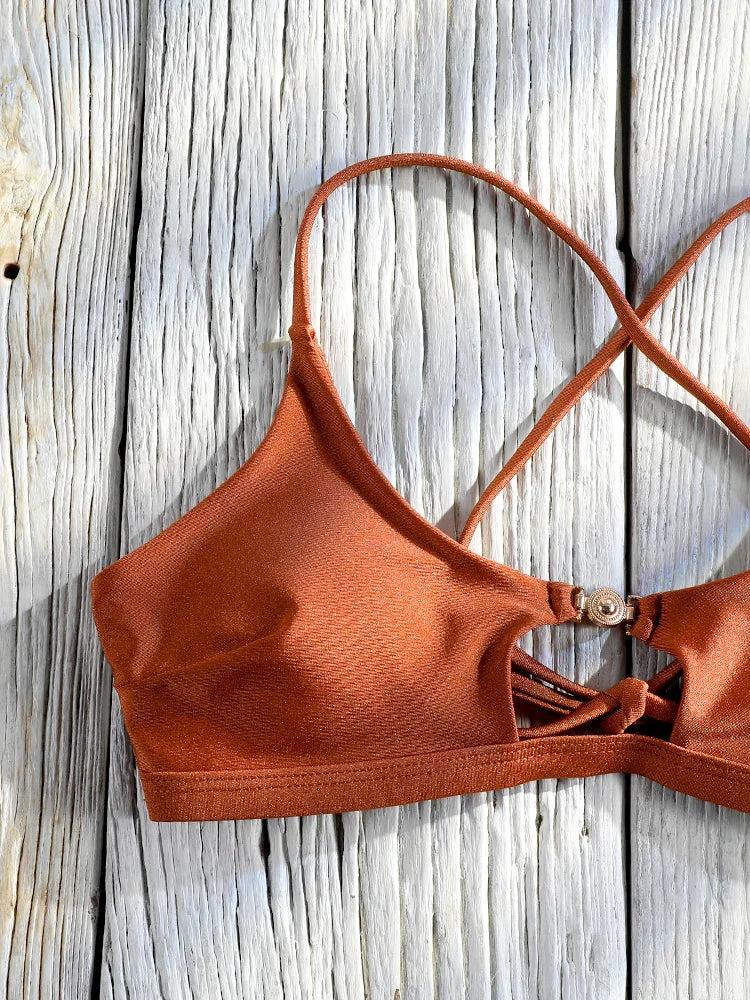 Miyouj Bandage Swimwear Summer Swimsuit High Cut Bikini Set Solid Sexy 2-Piece Suit New Bathsuit Hollow Out Thongs Beachwear