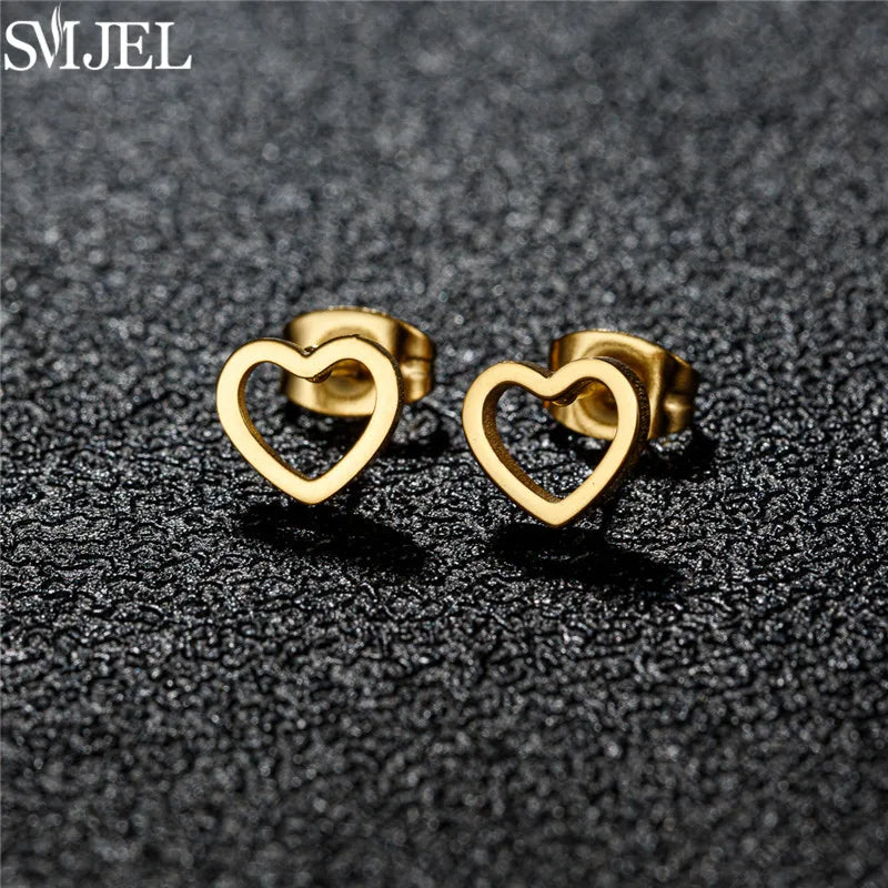 Romantic Simple Tiny Heart Earrings Female Minimalist Stainless Steel Love Stud Earring Hypoallergenic Jewelry Wedding Gift