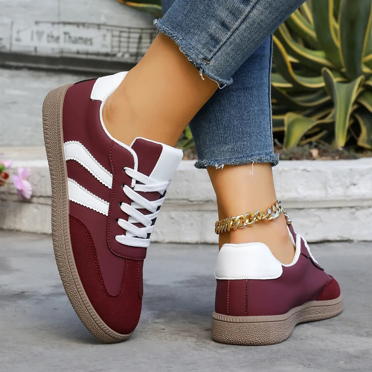 Spring Autumn Platform Sneakers Women Fashion Mixed Colors Lace-Up Sport Shoes Woman Comfortable Non Slip Flat Trainers Female
