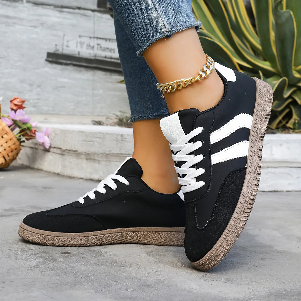 Spring Autumn Platform Sneakers Women Fashion Mixed Colors Lace-Up Sport Shoes Woman Comfortable Non Slip Flat Trainers Female