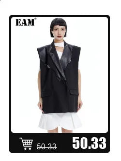 [EAM] High Elastic Waist Black Irregular Pleated Midi Elegant Half-body Skirt Women Fashion Tide New Spring Autumn 2025 1DJ0400