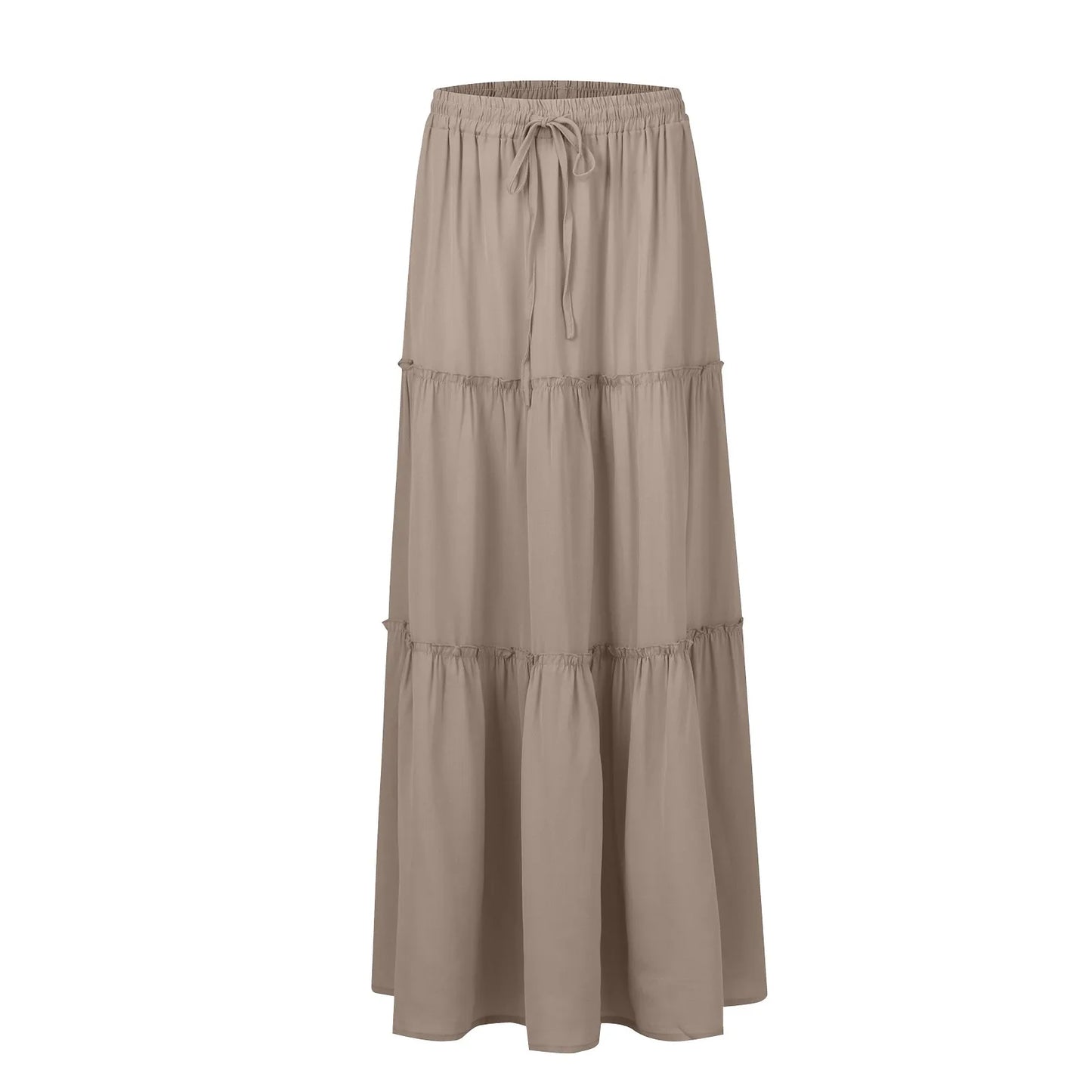 Women long skirt Fashion Solid Color Long Skirts Elastic Waist faldas Loose Casual High Waist saia Versatile Half-Body Dress
