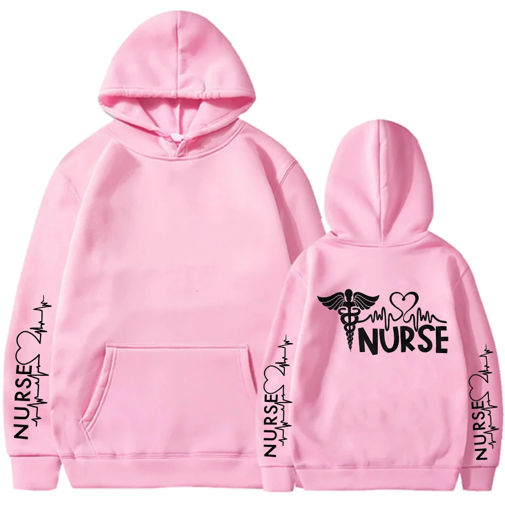 Women's Sweatshirts Fashion Nurse Graphic Y2k Hoodie Long Sleeve Pullover Outerwears Aesthetic Harajuku Hooded Female Clothing