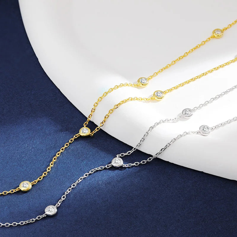 TBCYD 3mm 1.2cttw Round Cut Moissanite Diamond Pendant Necklace For Women S925 Silver Y-shaped Neck Chain Evening Gown Jewelry