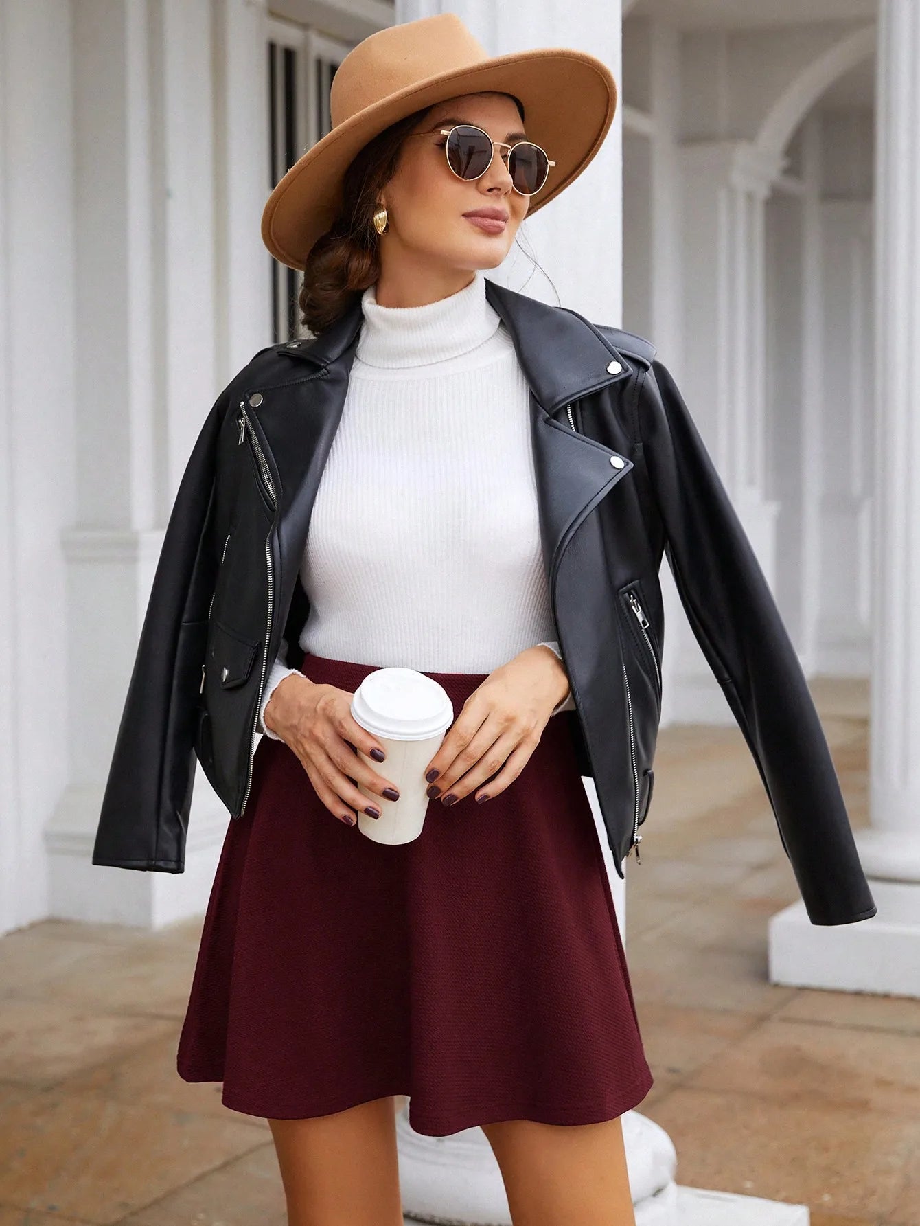 Short Women's Spring and Autumn Winter Knitted Skirt Bottom Puffy Pleated High Waist A-word Umbrella Skirt