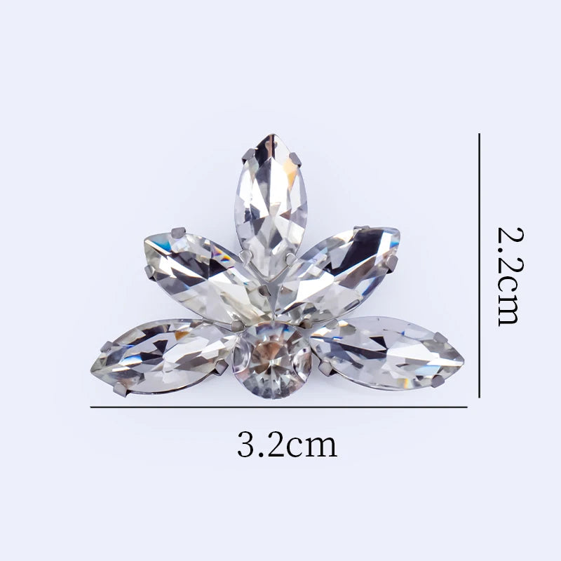 QIAO 5pcs Rhinestones Ornament Crystal Clear Iron on Diamond Rhinestones for Clothing Bags Hoodie Decorations Accessories