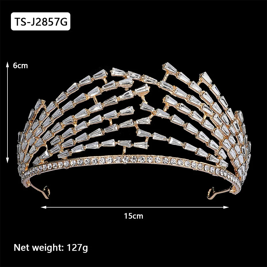Gold Color Tiaras and Crowns for Women Wedding Bridal Hair Accessories Pearl Rhinestone Headpiece Bride Headdress Prom Jewelry