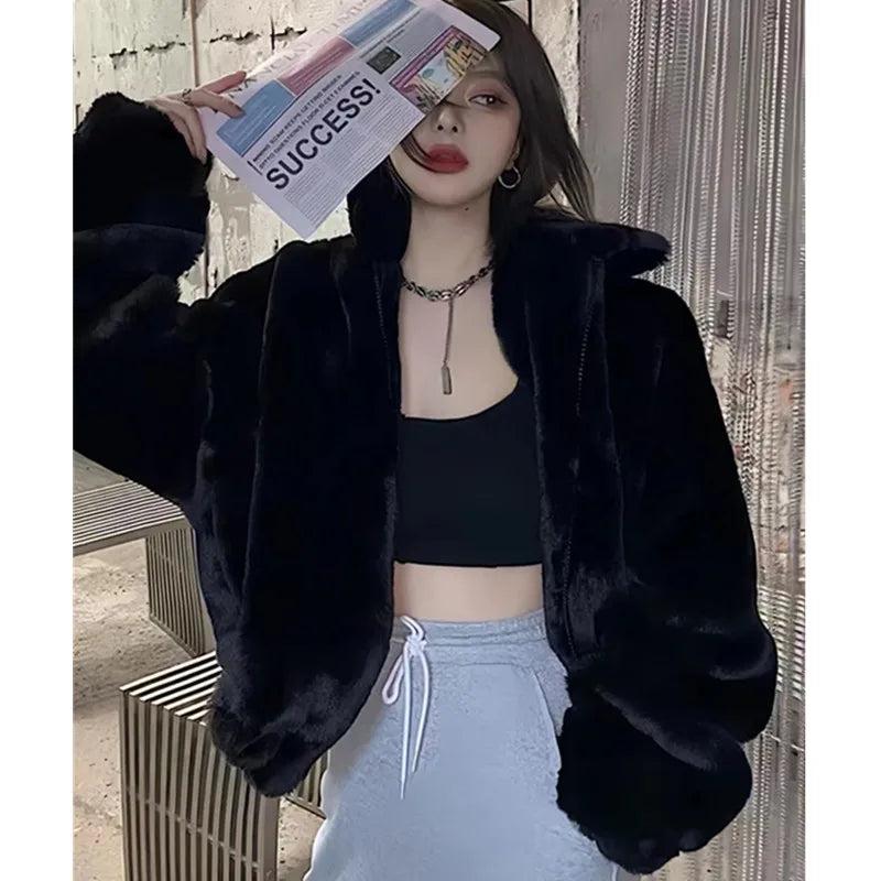 Rex Rabbit Fur Coat for Women, Loose Long Overcoat, Thick Warm Female Clothing, New Fashion, Winter Zipper Jacket, High Quality