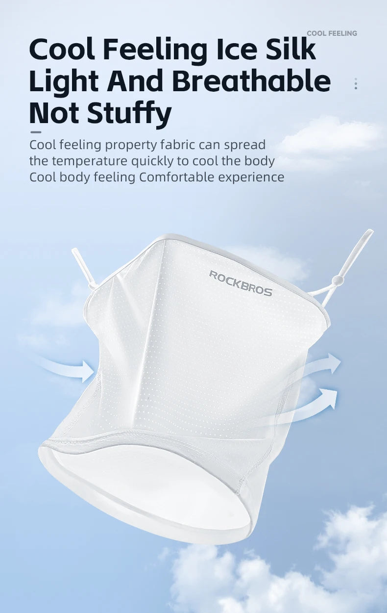 ROCKBROS Summer Ice Silk Cycling Face Mask Breathable Anti-UV  Bike Face Neck Cover Bandana MTB Road Sports Hanging Ear Scarf
