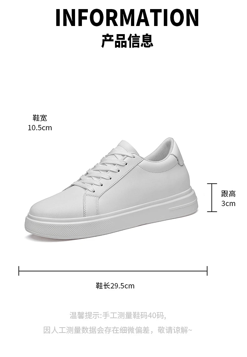New  Men's Sneakers Elevator Shoes Heightening Height Increase Insole 6-10CM High Heels Shoes Leather Sport Shoes Men Shoes