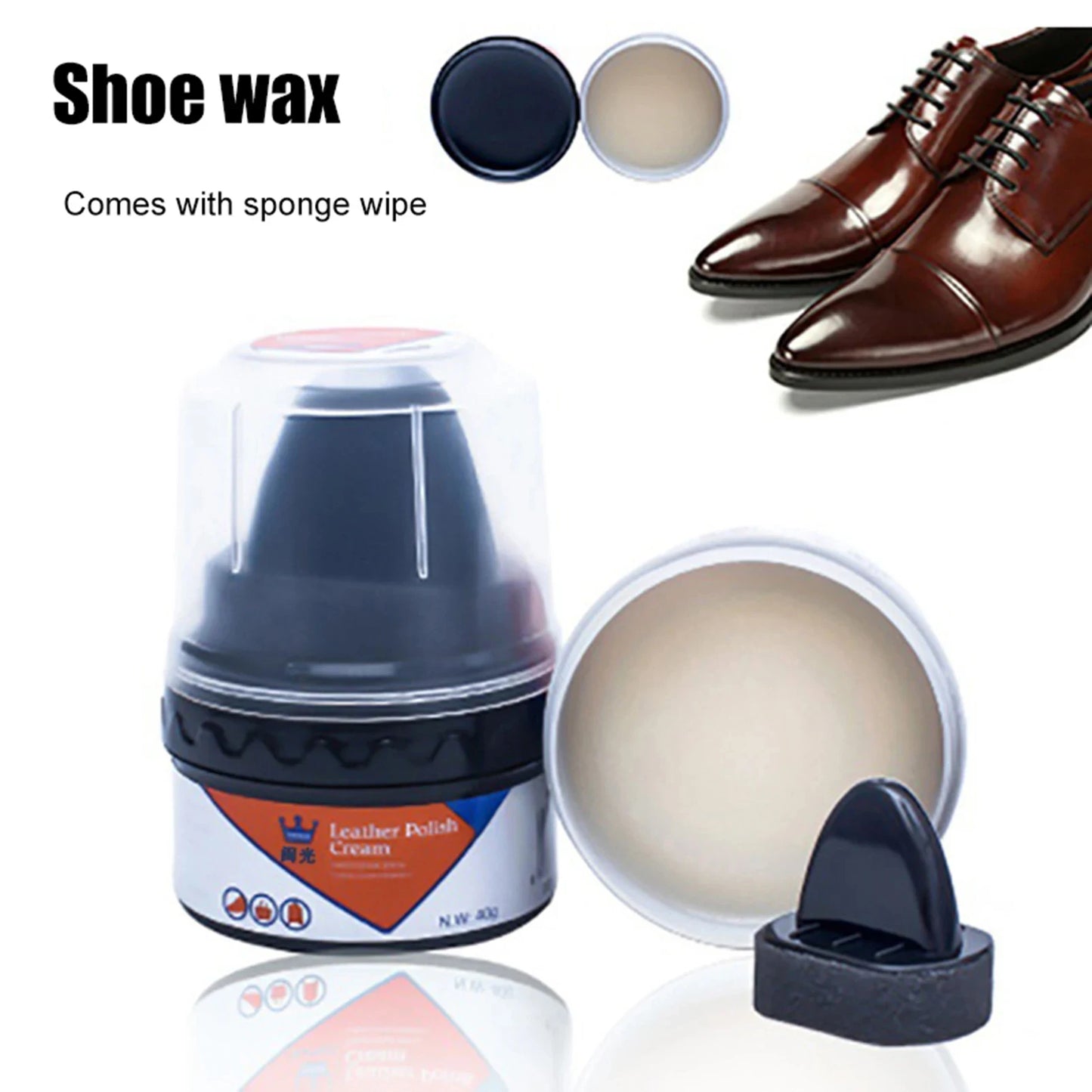 Leather Shoes Care Kit with Sponge Shoe Brush Shoe Cleaning Kit including Shoe Polish Cream for Leather Shoes Bags Maintenance