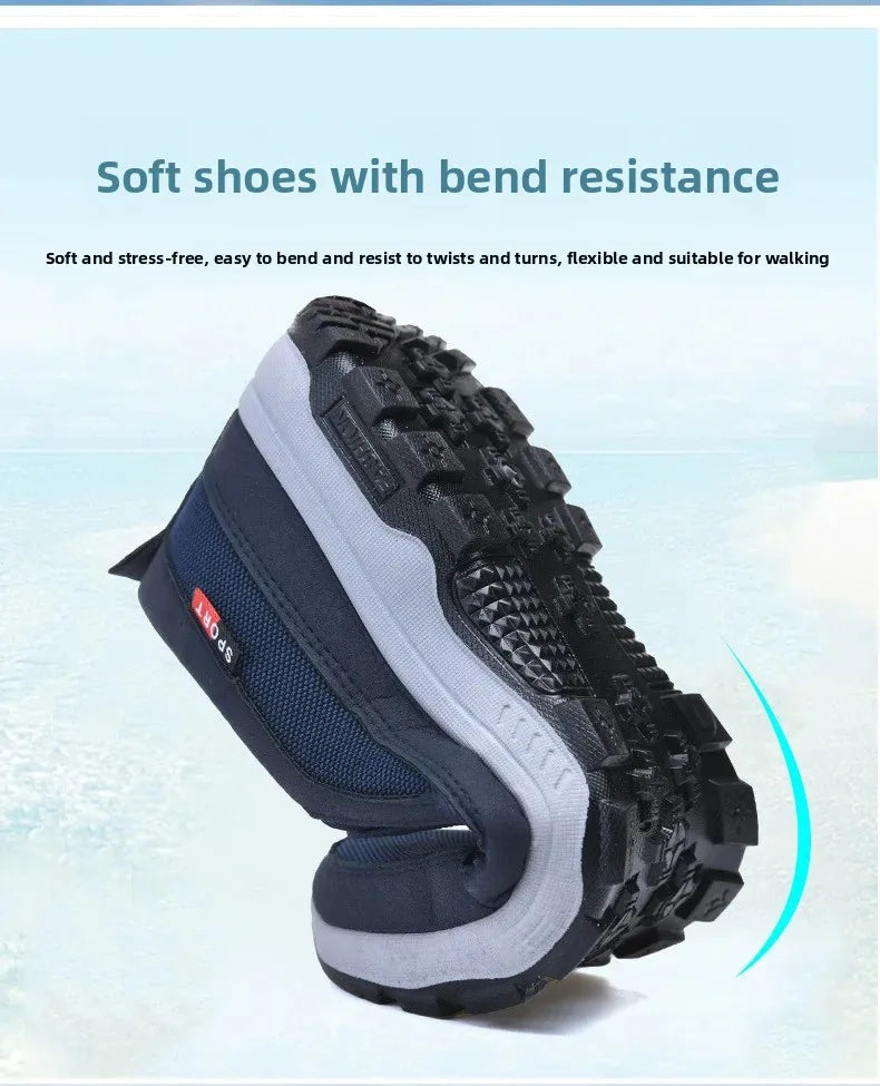 Beijing Men's Cloth Shoes Soft Bottom Breathable Anti-Slip Elderly Walking Shoes Slip-On round Toe Casual Rubber Soled Shoes